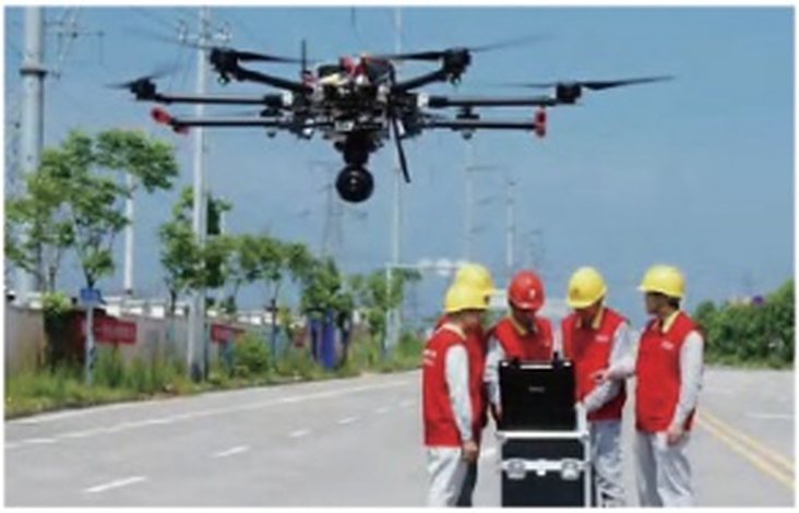 Industry application field crew with drone